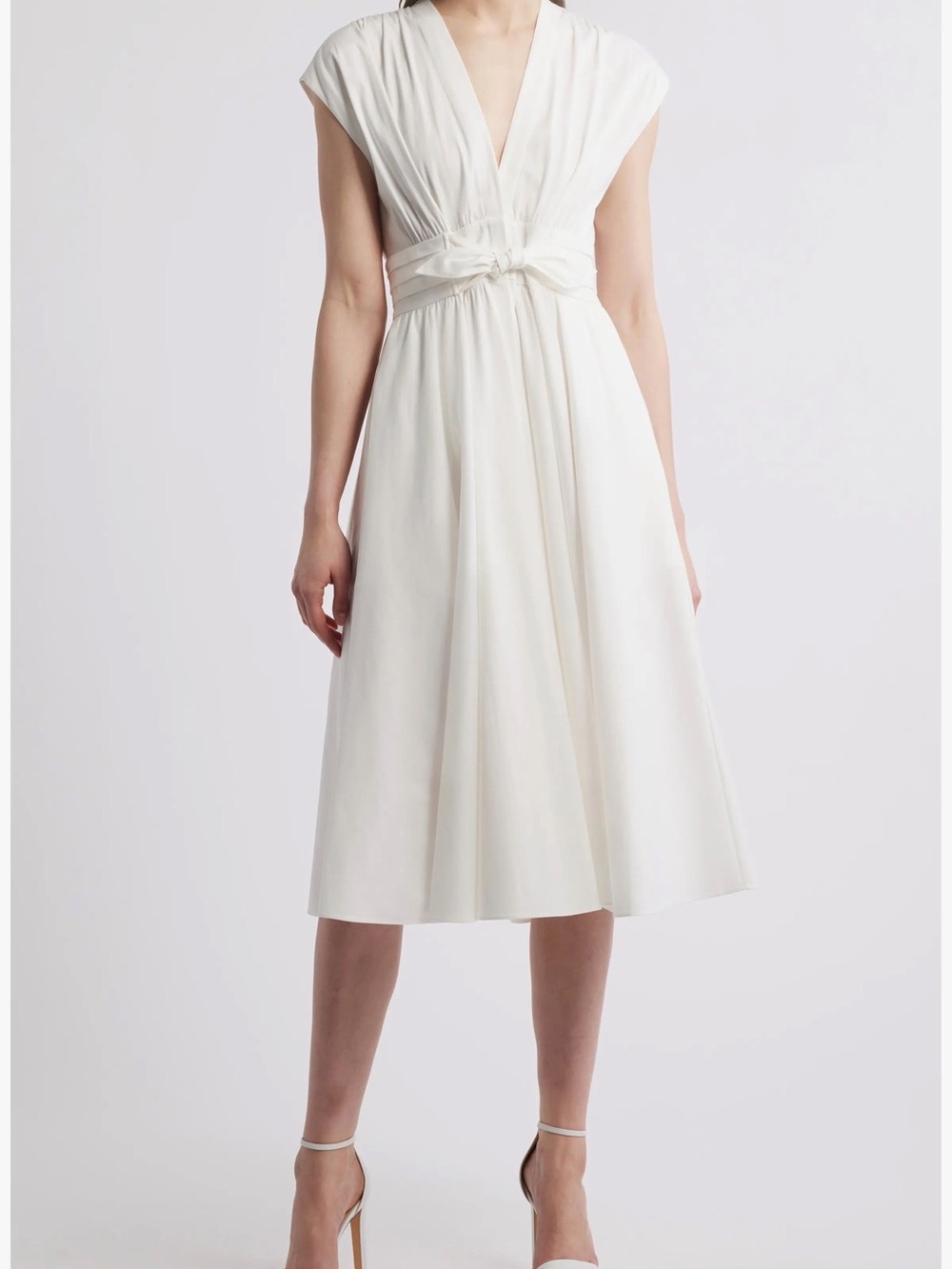 Kobi Halperin Ivory V-Neck Midi Dress